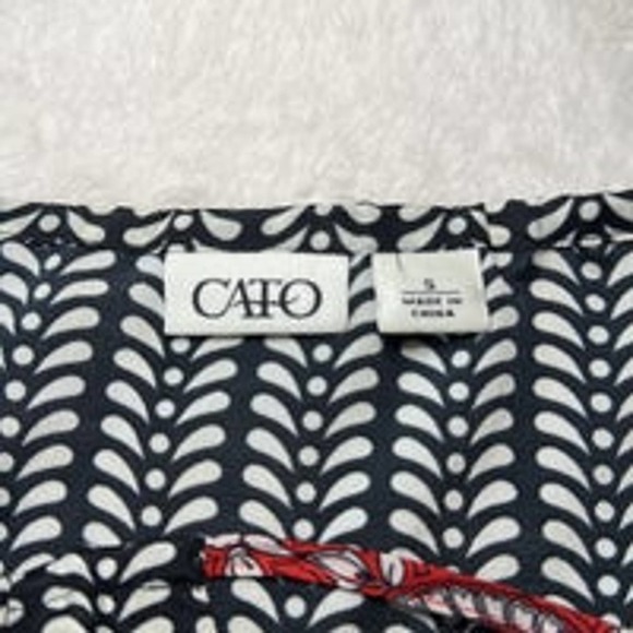 Cato Red Black Floral Print Long Sleeve Lightweight Dress‎ Women's Small - Picture 6 of 9